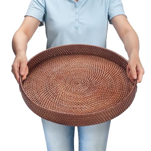 16.9 inch Round Rattan Tray