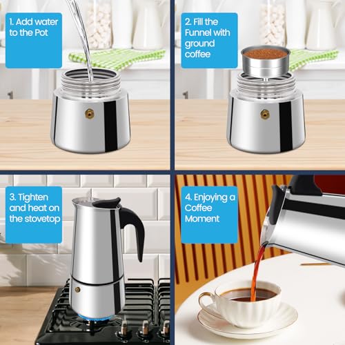 9 Cup Moka Pot Stainless Steel 450ml Italian Espresso