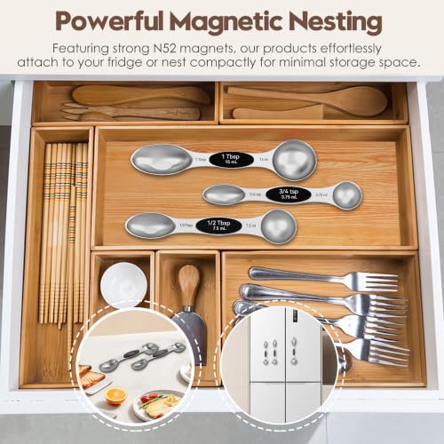 Magnetic Measuring Spoons Set with Measurement Markings (8 Count)