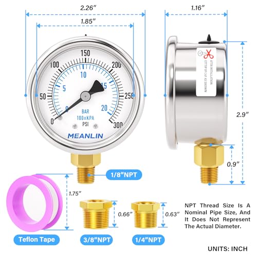 0~300Psi Dry Pressure Gauge Stainless Steel 1
