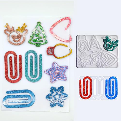 Christmas Book Mark Resin Molds Silicone Bookmark Mold Xmas for Epoxy 9