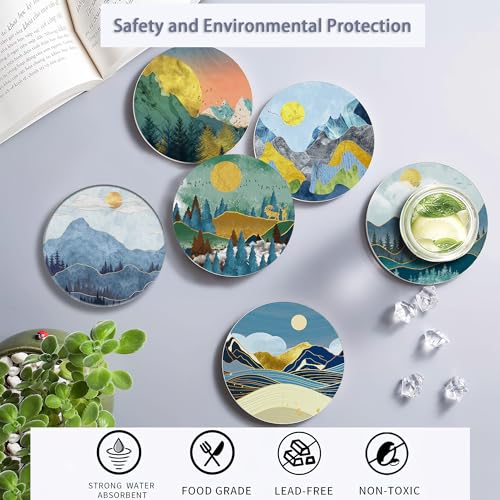 6 Pcs Coasters for Drinks with Holder