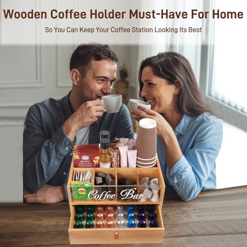 2 Tier Coffee Bar Organizer with Clear Acrylic Top