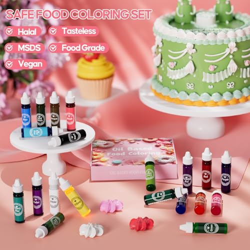 Oil Based Food Coloring for Chocolate 20 Colors .35 Fl Oz Bottles Food Grade Edible Dye for Baking Candy Melts (7 Fl Oz)