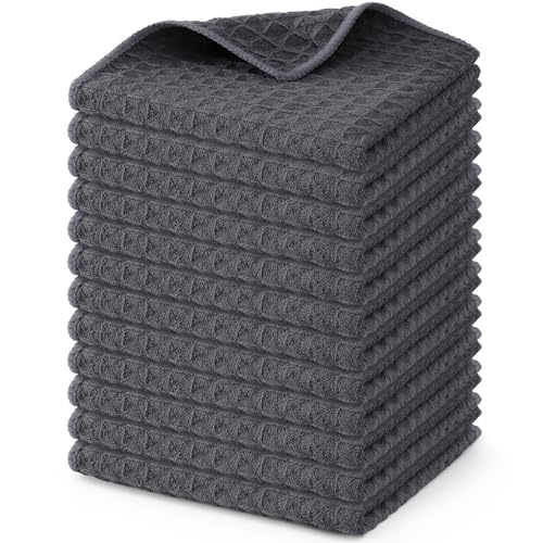 Microfiber Waffle Weave Kitchen Dish Cloths (12 Count)