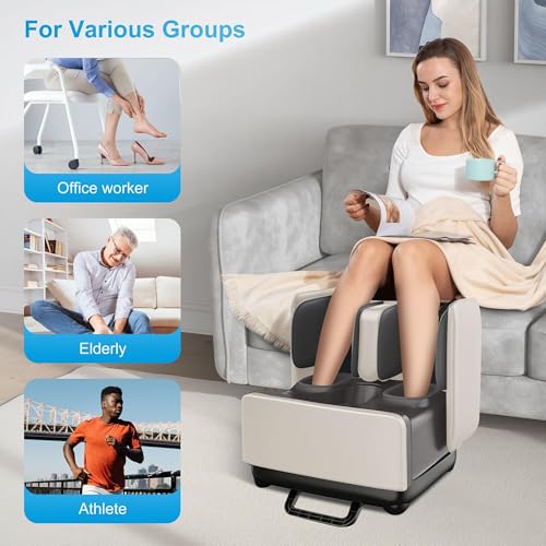 2-in-1 Shiatsu Foot Massager&Foot Rest,Foot and Calf Massager with APP Control,Heated Feet Massager for Foot Pain Relief,Gifts for Men Women