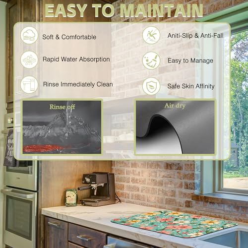 Dish Drying Mat for Kitchen Counter Absorbent Dish Coffee Mat 16"X24"