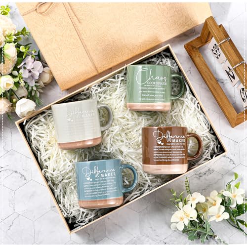 10 Pcs Difference Maker Appreciation Gifts Bulk Inspirational Ceramic Coffee Mugs 13 oz Thank You Mug Housekeeping Appreciation Gifts for Teacher Boss Leader Office Coworker Staff (10 Count)