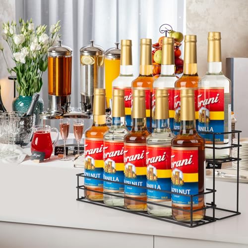 10 Bottle Capacity Coffee Syrup Organizer 2 Tier Coffee Syrup Stand Shelf for Coffee Bar Kitchen Small Wine Rack for Bar Family Storage for Syrup Wine Dressing (10 Count)