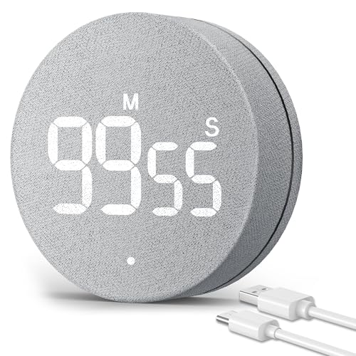 Desk Timer for Productivity Magnetic Digital Kitchen Timer Rechargeable Fabric Mesh Cover 99 Mins Countdown