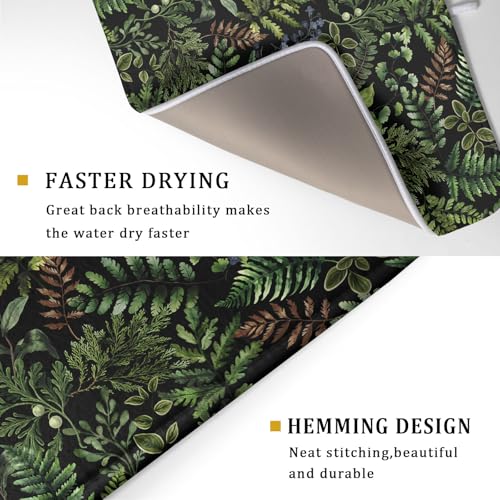 Black Sage Green Plant Dish Drying Mat for Kitchen Counter