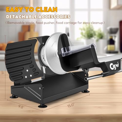 Meat Slicer 220W Electric Deil Food Slicer with 2 Removable 7.5" Blades