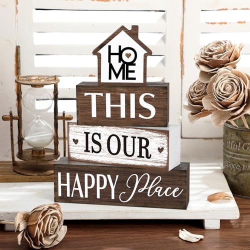 4 Pcs Farmhouse Table Decoration Rustic Sign Block (4 Count)