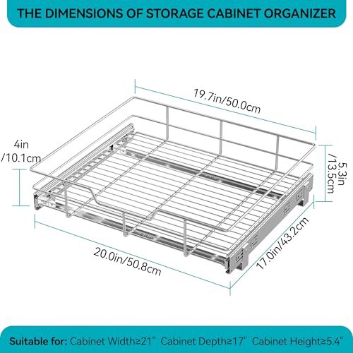 Pull Out Cabinet Organizer 20" W X 17" D