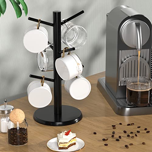 Bamboo Coffee Mug Tree with 6 Hooks