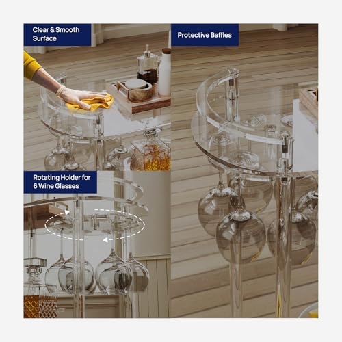 Acrylic Bar Cart with 4 Lockable Wheels