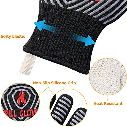 BBQ Gloves 1472°F Heat Resistant Grilling Gloves Silicone Non (2 Count)