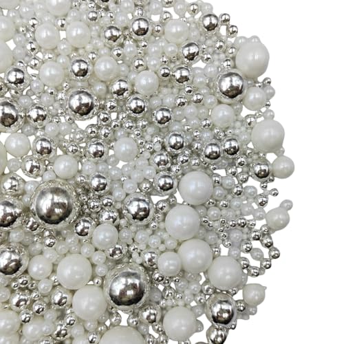 Edible White Silver Sugar Pearls Candy Sprinkles 120G (4.23 Ounce)
