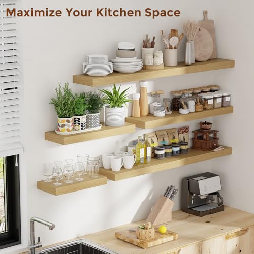 32 Inch Floating Shelves for Wall Oak Shelves Set of 2