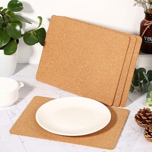8 Pack Rectangle Cork Board Coasters for Hot Dishes 11'' x 8'' Cork Trivet Placemat Hot Pad Sheet Heat Resistant for Kitchen Countertops Table Pots Pans Restaurant Cafe Wedding Supplies (8 Count)