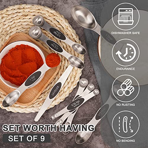9 PCS Black Magnetic Measuring Spoons Set