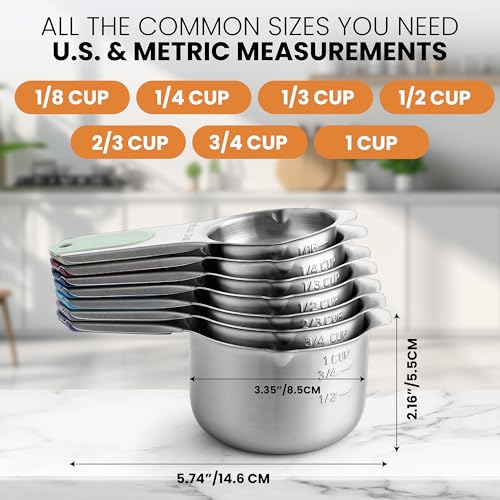 Magnetic Stainless Steel Measuring Cups Set of 7 (7 Count)
