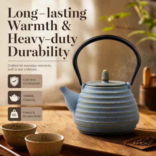 33.8oz Cast Iron Teapot for Stovetop