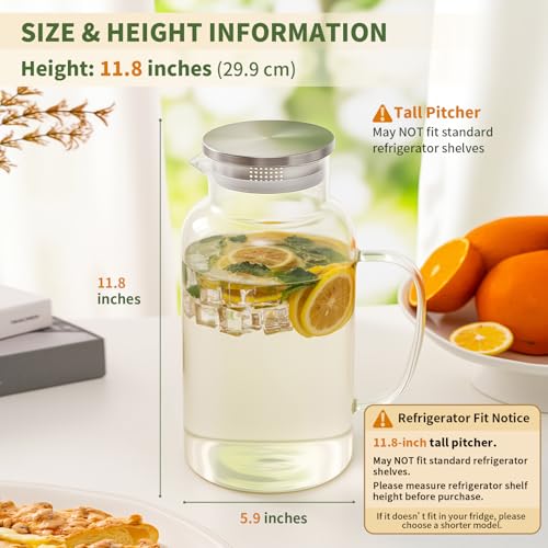1 Gallon 3.8L Thickened Glass Pitcher with Lid and Spout