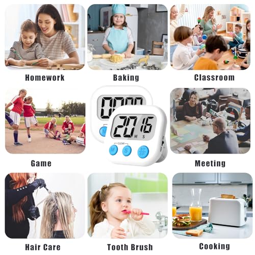 Digital Kitchen Timers for Cooking Kids White 12 Pack (12 Count)