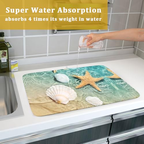 Summer Beach Style Dish Drying Mat for Kitchen Counter
