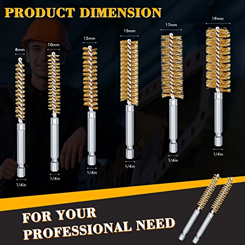 12 Pieces Bore Brush for Drill Wire Bore Brush Set Wire Cleaning Set Stainless Steel Cleaning for Power Drill Impact Driver