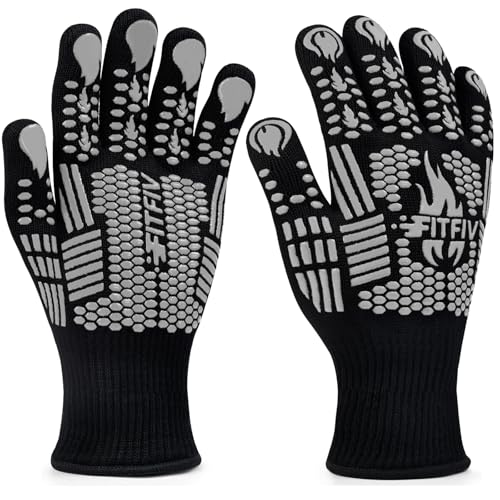 BBQ Gloves 1472°F Heat Resistant with Silicone Grip Oven Mitts (2 Count)