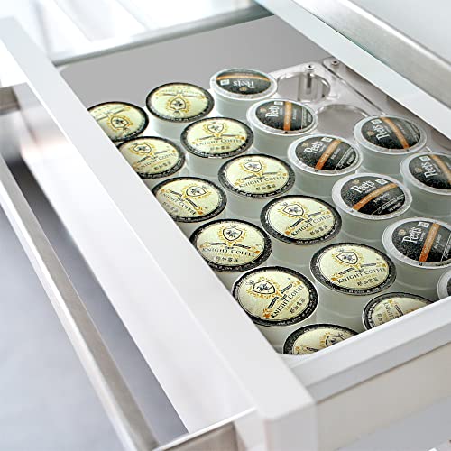 2-Pack 24-Slot Flat Acrylic Coffee Pod Holder, Large-Capacity Plastic Coffee Capsule Storage, BPA-Free and Shatter-Proof, Great for Use on Countertop or in Drawer, Up to 48 Keurig K-Cups (2 Count)