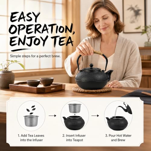50.7oz Large Cast Iron Teapot for Stove