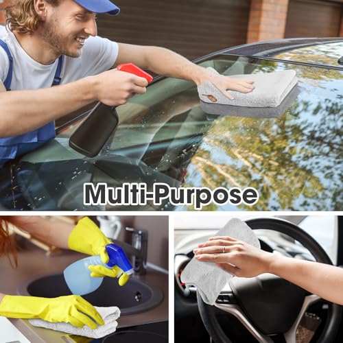 30 Pcs 16 x 16 Inch Edgeless Microfiber Plush Towels for Cars Detailing Drying Wash Polishing Absorbent Cleaning Cloths (30 Count)