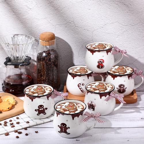 6 Set Christmas Coffee Mug Ceramic 12oz Hot Cocoa Cup (6 Count)