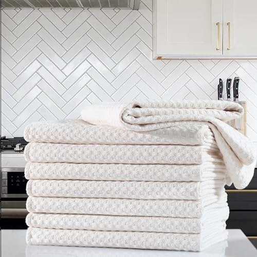 Ultra Premium Microfiber Kitchen Dish Hand Towel Waffle Weave (8 Count)