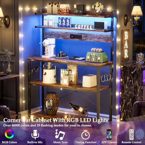 Bakers Rack with Power Outlet & RGB LED