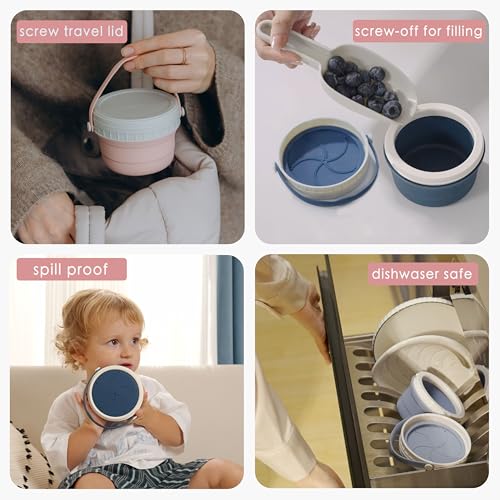 No Spill Silicone Toddler Snack Containers (12 Ounce)