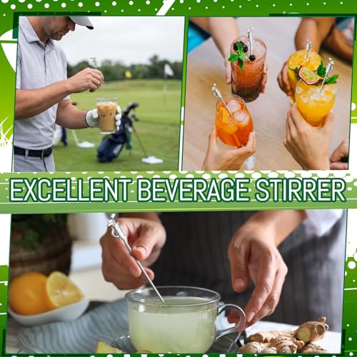 20 Pcs Metal Golf Cocktail Stirrers Swizzle Stir Sticks 7.87 Inch Reusable Drink Stirrer Sticks Party Decorations Party Clubhouse and Outing Decorations (20 Count)