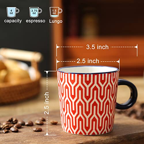 KitchenTour Porcelain Espresso Cups 4 ounce set of 4 for Coffee Machine (4 Count)