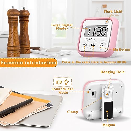 Timer Kitchen Timers for Cooking Classroom Timer for Kids Teachers Magnetic Digital Timers 4 Pack (4 Count)