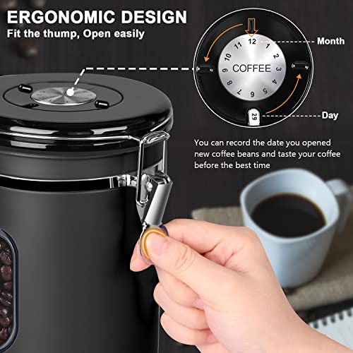 2800ML Coffee Canister with Date Tracker&Transparent Window