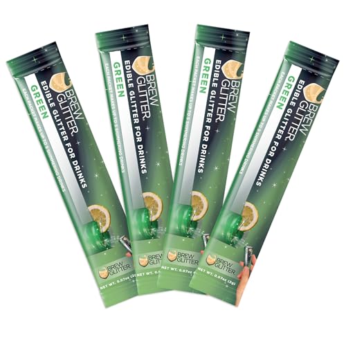 Brew Glitter Green Edible Drink Glitter 4 x 2g Packets for Cocktails (4 Count)