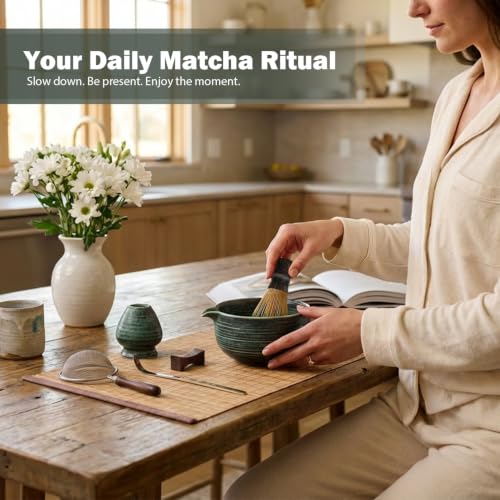 Matcha Set, 7-Piece Matcha Whisk Set with Bowl & 100-Prong Whisk