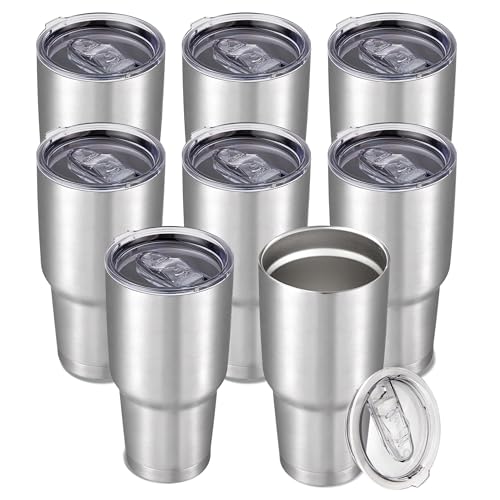 30 oz Tumbler with Lid Stainless Steel Tumblers Bulk (8 Count)