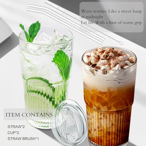 18.5oz Glass Cups with Lids and Straws (20 Count)