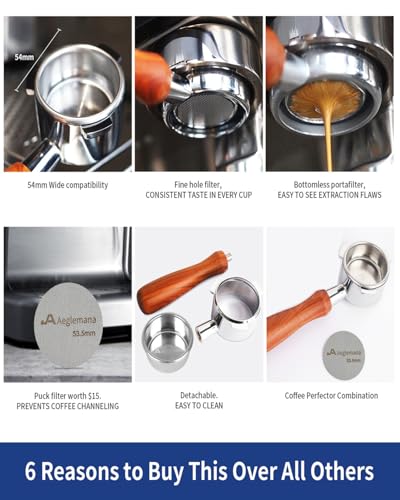 54mm Bottomless Portafilter with Stainless Steel Filter Holder & Basket