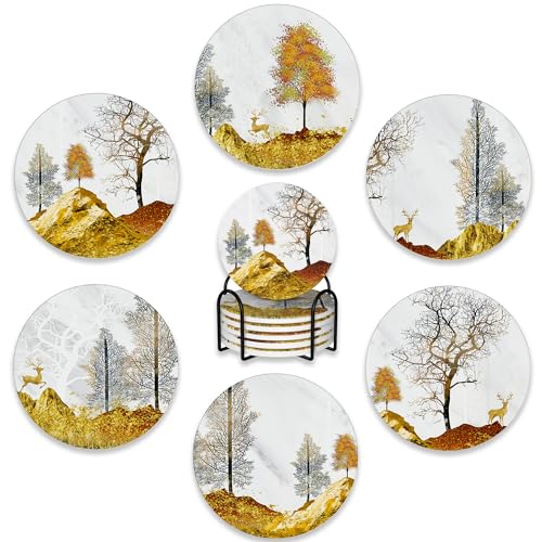 Drink Coasters Set of 6 with Holder