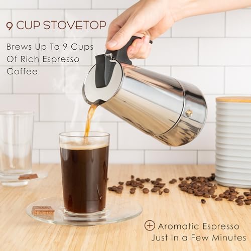 9 Cup Greca Moka Pot (9 Espresso Cups)